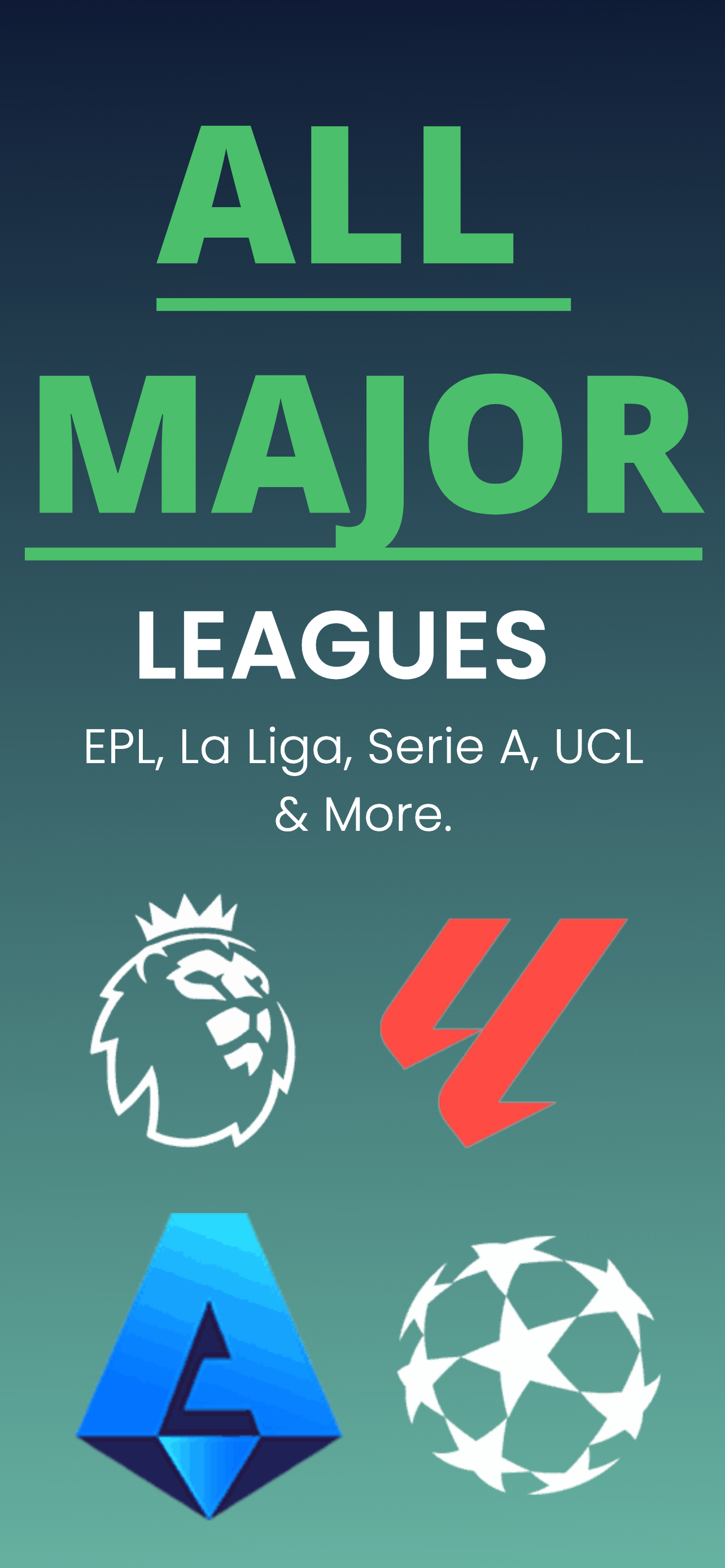 All Major Leagues - EPL, La Liga, Serie A, UCL